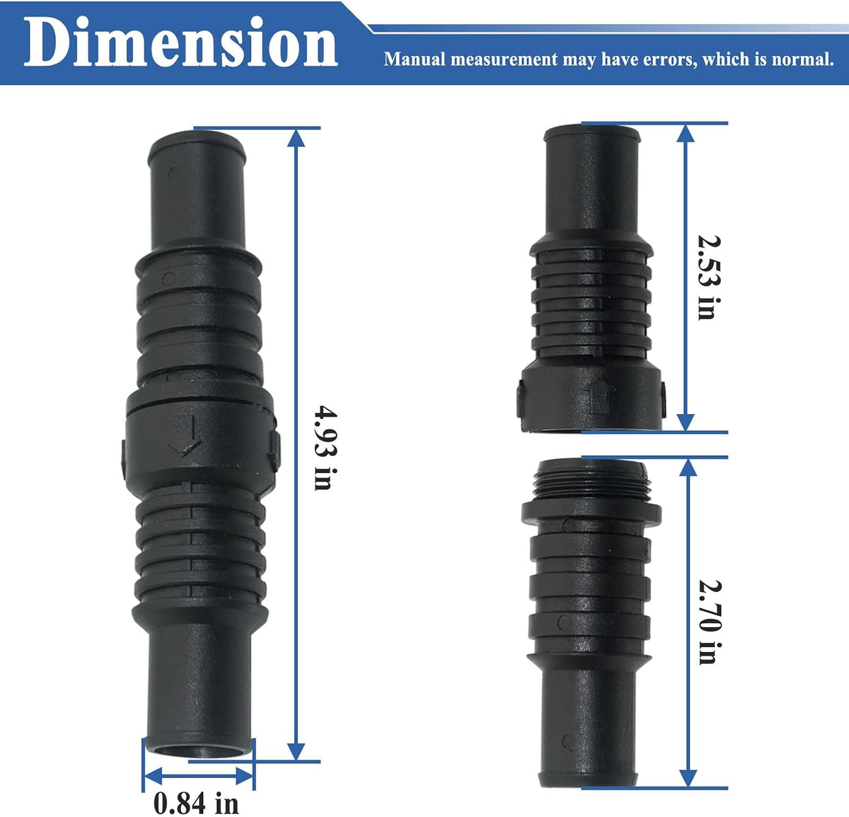 3 Pcs LV1219 Black Check Valve, 3/4" & 1", Prevents Water Backflow
