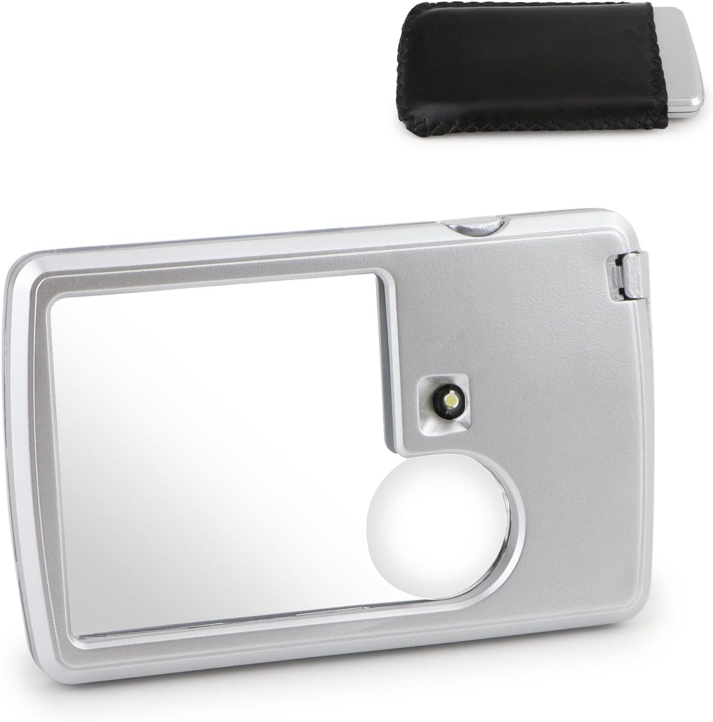 3X & 6X Pocket Magnifying Glass with Light, Card Sized Magnifier (1PCS) | Plastic, double lens card shape small