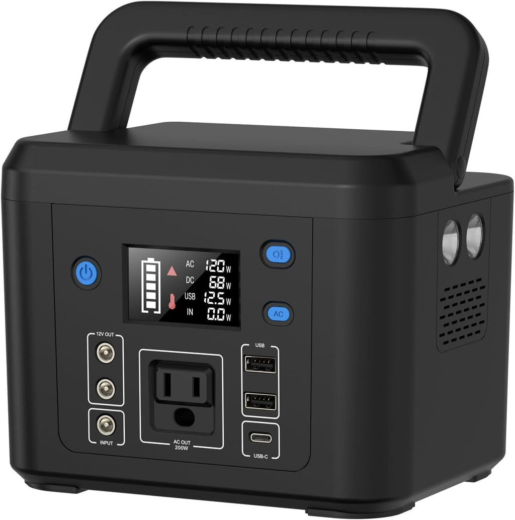 200W Portable Power Station, 192Wh LiFePO4 Solar Generator for Camping | Powkey Battery Powered Power Bank with 120V