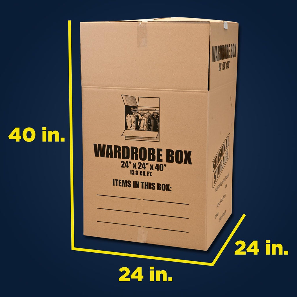 Large Wardrobe Moving Boxes with Bar for Hanging Clothes Moving Box with Hanger, 24 x 24 x 40, Moving Essentials, Set