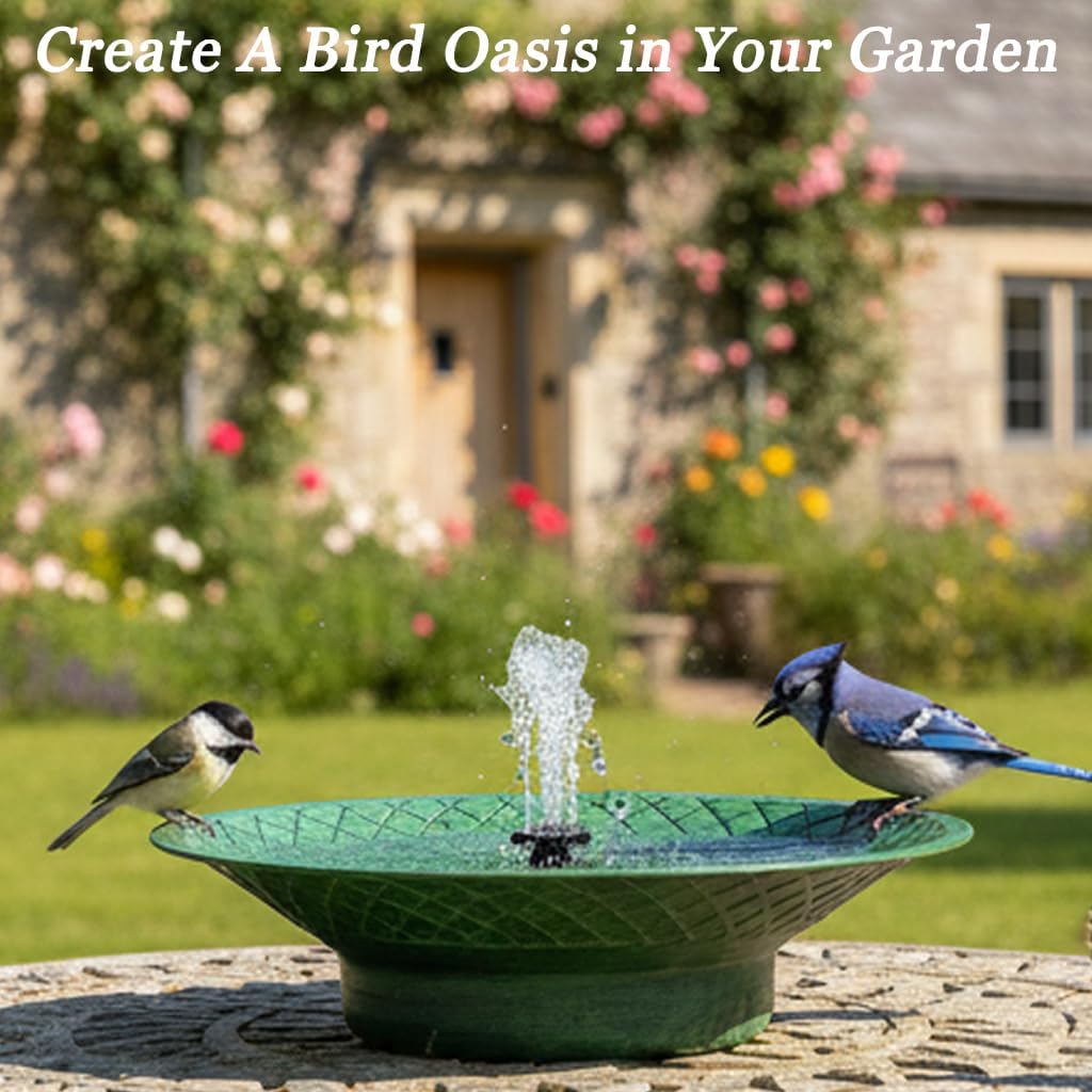 12.6" Bird Bath for Outside, Solar Bird Bath Fountains, Bird Bath Feeder
