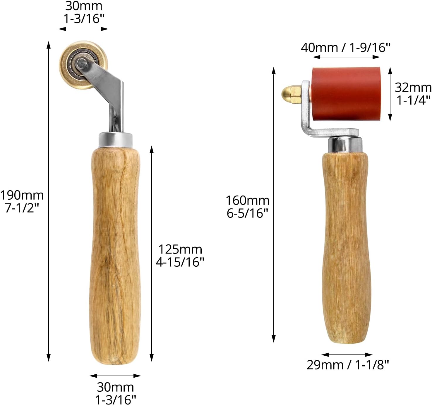 Seam Roller Set, 40mm Silicone Seam Roller + Brass Detail Roller, Removable Bearing Wallpaper Seam Roller Tool for