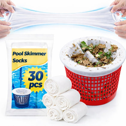 30 Pack Pool Skimmer Socks - Pool Socks for Skimmer Basket, Traps Dog Hair, Sand, Pollen & Leaves, Protects Filter &