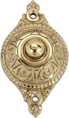 Push Button Doorbell, Solid Brass, Polished Lacquered Finish | 3 1/8 X 1 3/4 in, Vintage Push Button Doorbell, Two