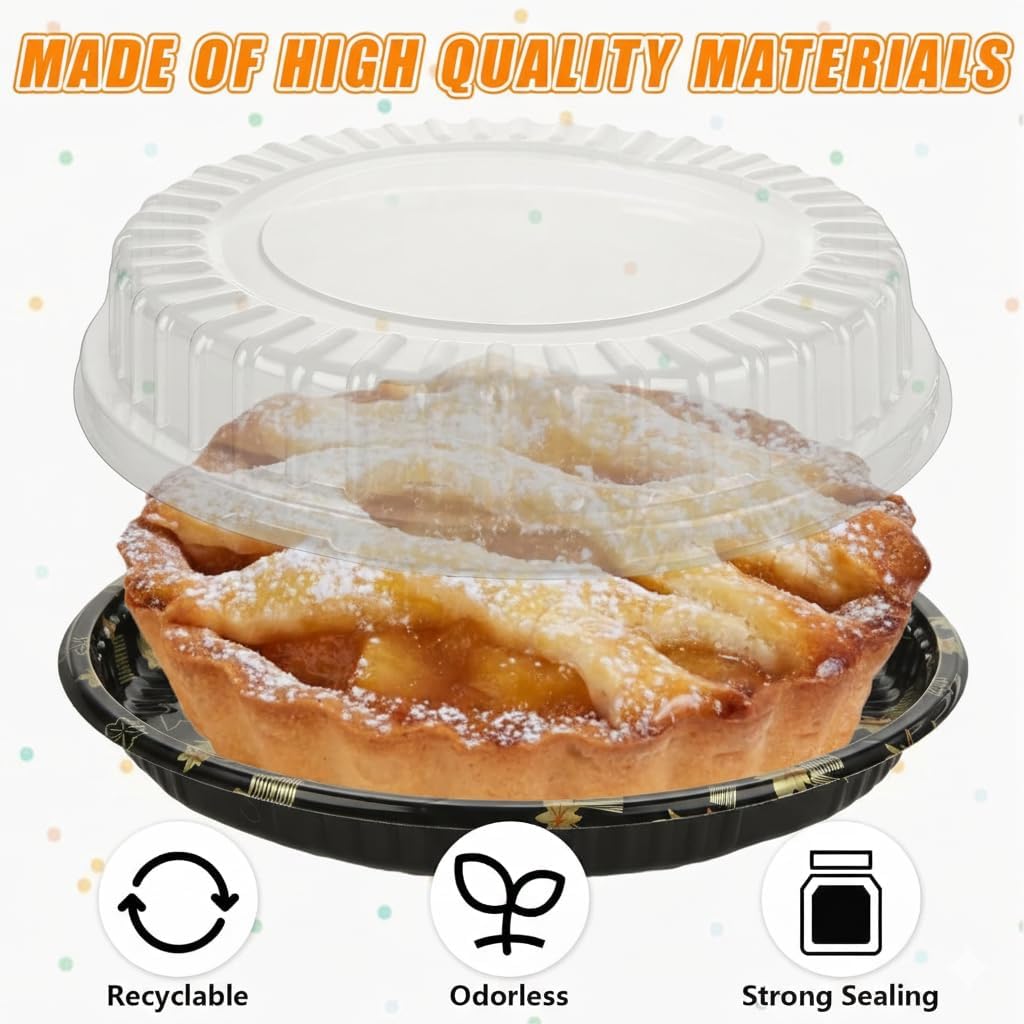 10 Inch Catering Trays with Lids, Round, Plastic, 30 Pack
