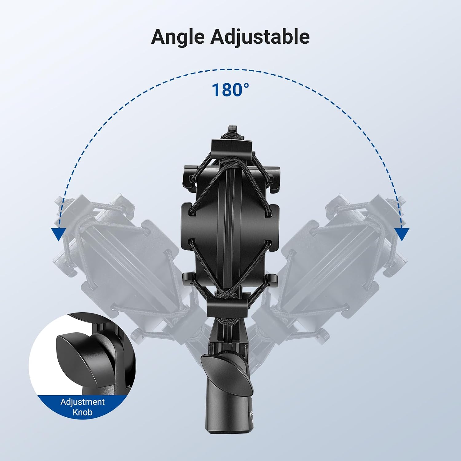 Microphone Shock Mount, Mic Holder for Stand & Boom Arm with Elastic Ropes & 3/8" to 5/8" Screw Adapter, Fits Mics of