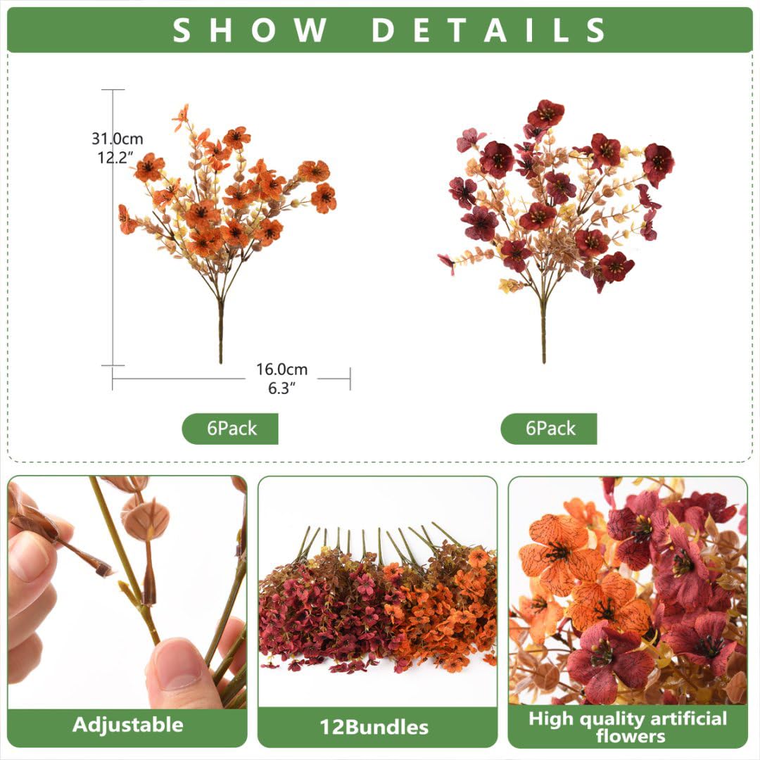 Artificial Fake Fall Plants Flowers for Outdoor Outside Decoration