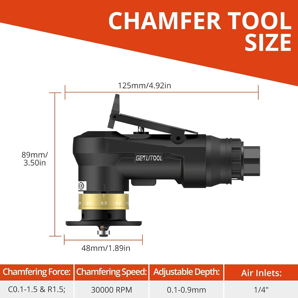 GETLITOOL Pneumatic Chamfering Tool, Air Chamfer Tool with 12C & 10R-Blade