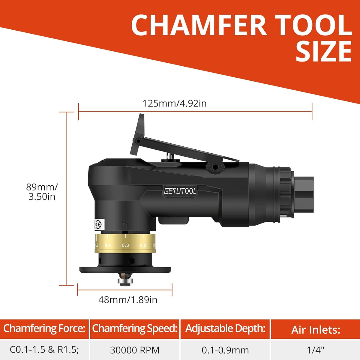 GETLITOOL Pneumatic Chamfering Tool, Air Chamfer Tool with 12C & 10R-Blade