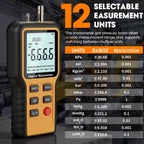 Rckskaya Digital Manometer HVAC,Differential Dual-Port Air Pressure Meter
