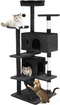 Cat Tree 54in Cat Tower Multi-Level Durable Cat Scratching Post & Cozy Fun Cat Jumping Platform Space Saving Cat