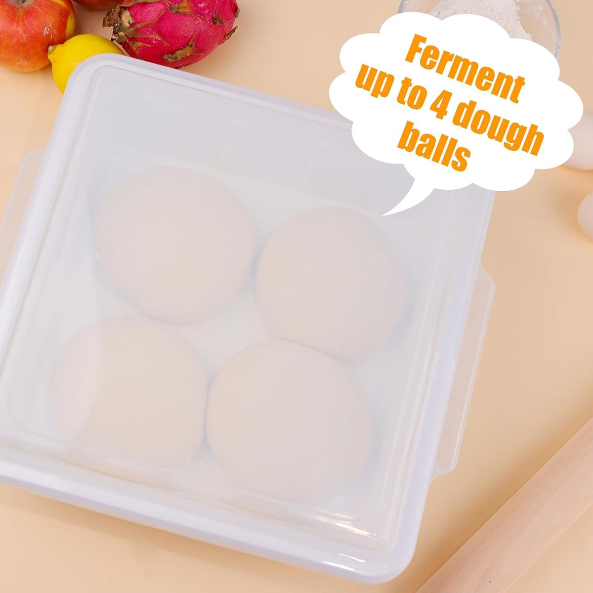 3 Packs Pizza Dough Proofing Box Tray, Home Pizza Dough Containers, Stackable Pizza Storage Container, 1.6 Gal