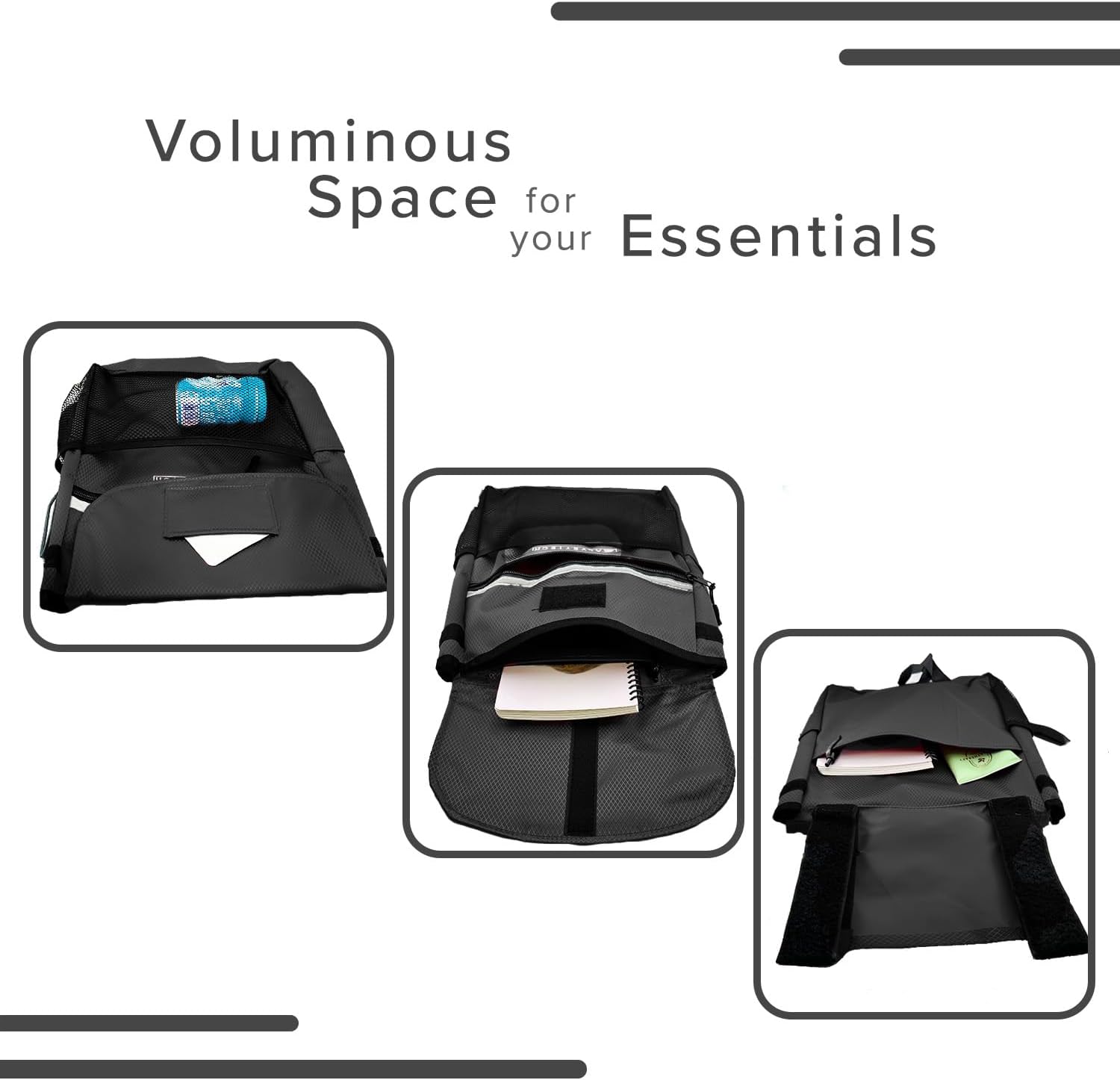 Water-Resistant Saddle Bag (Large, Black) - For Mobility Scooters, Wheelchairs, & Power Chairs - Lightweight & Easy