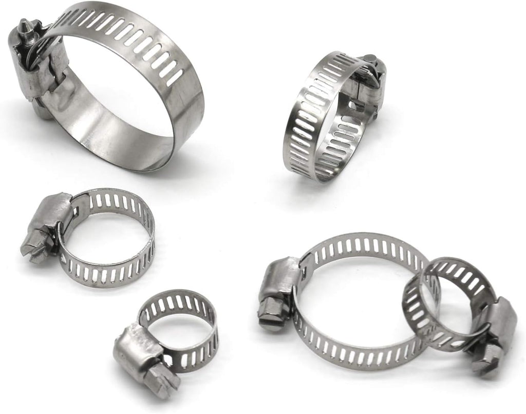 Hose Clamp, 12 Pack Stainless Steel Worm Gear fuel line hose clamps, 21-38mm (3/4-1-1/2 inch)