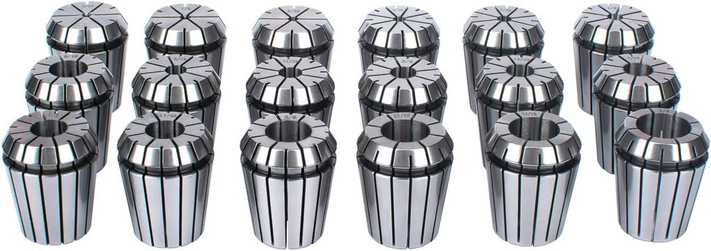 ER32 Spring Collet Set, 18Pcs in Aluminum Box, 3/32-3/4" Size, CNC