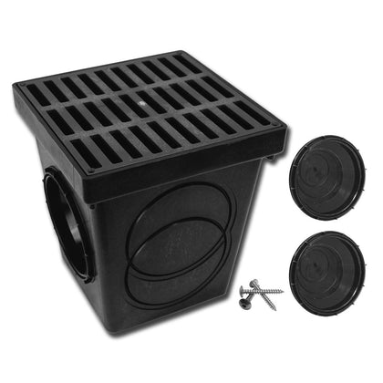 9"x9" Square Catch Basin Kit (Black Grate)