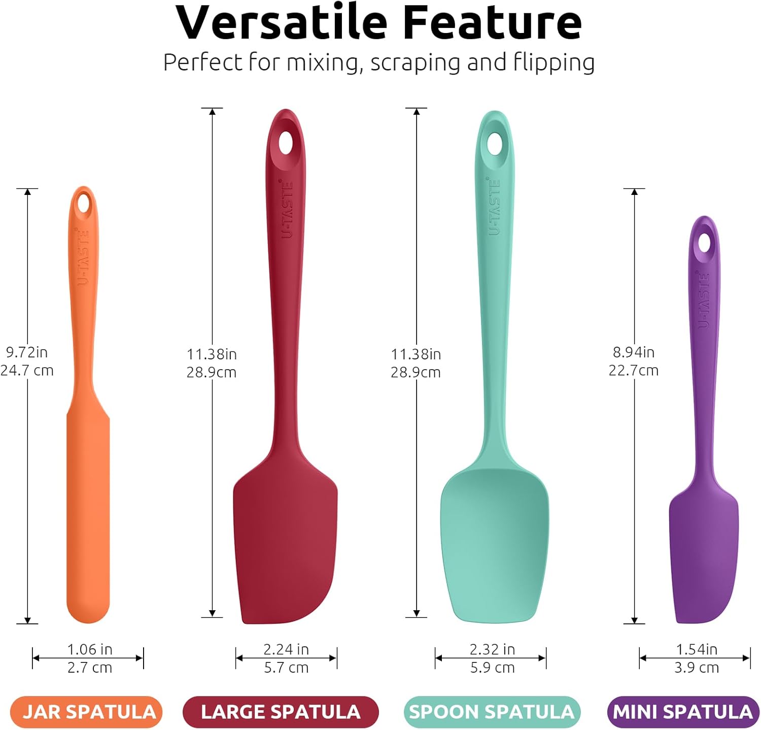 High Heat Resistant Silicone Spatula: U-Taste 600ºF Hot-Proof Food Grade Rubber Kitchen Baking Scraper, Flexible and