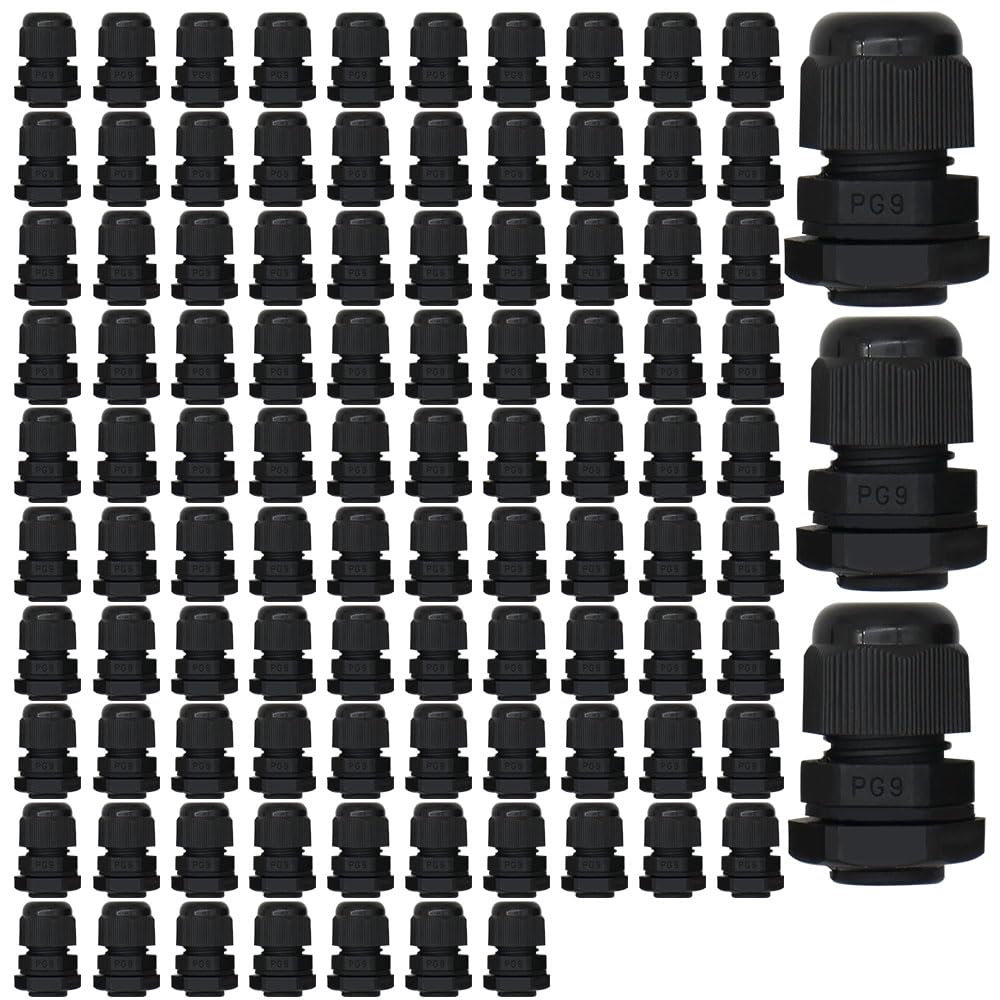 MAKERELE PG9 Nylon Cable Gland, IP68 Waterproof, 4-8.2mm, 20 Pack, Black