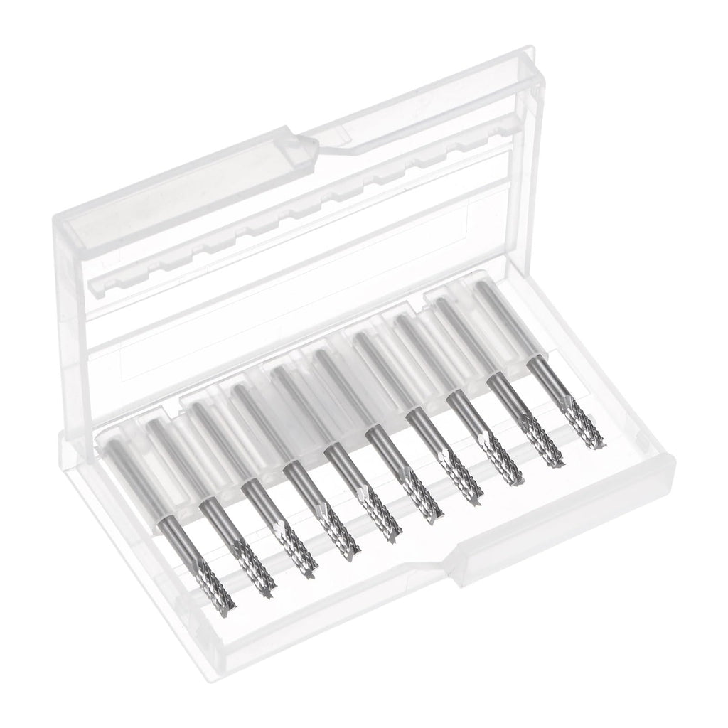 uxcell 10Pcs 3.175mm Carbide End Mill Engraving Milling Cutter CNC Router Bit for PCB Machine, 1/8" Shank