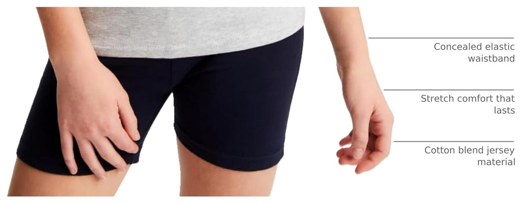Girls' Stretch Kick Short Biker Shorts, Navy, M (7/8)