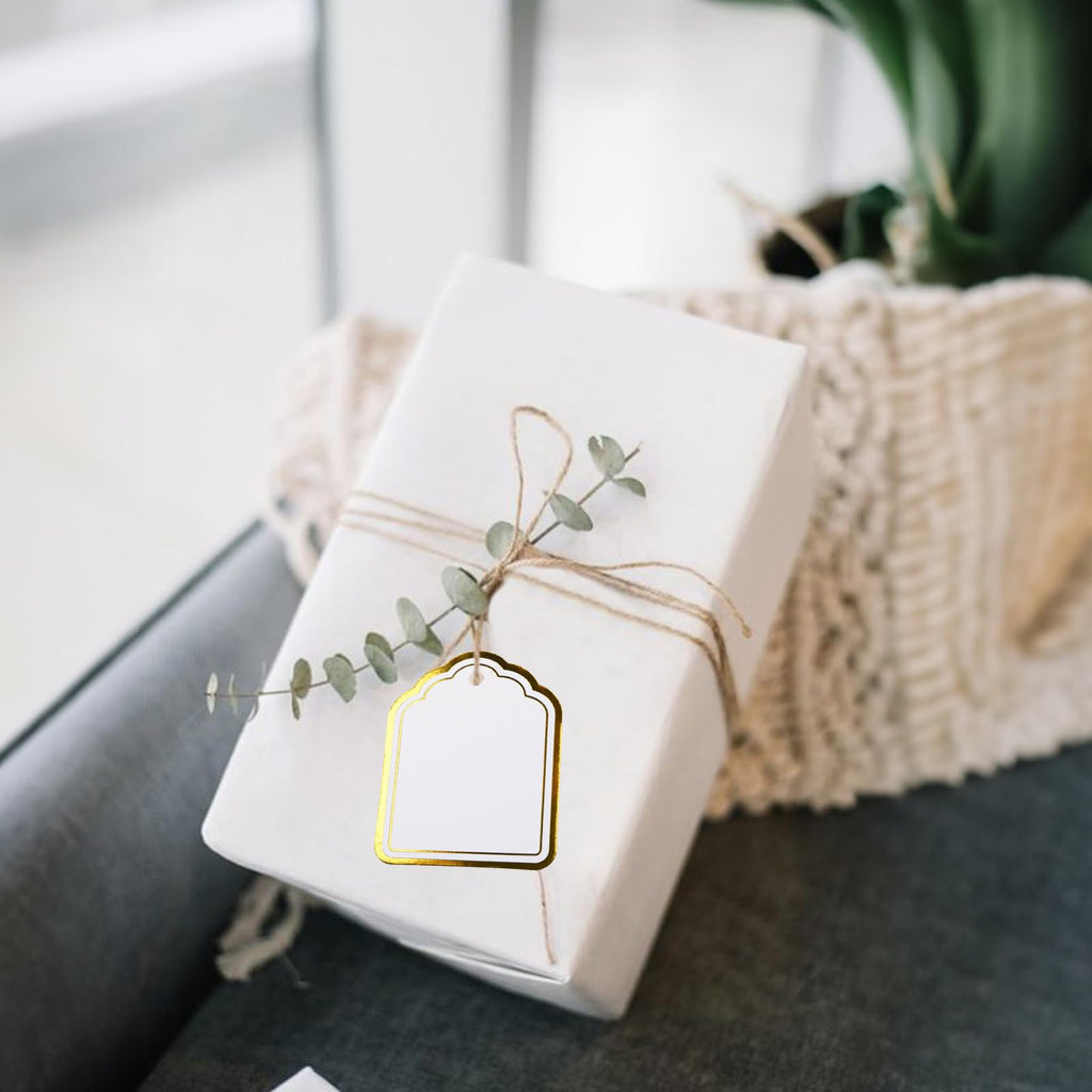 200Pcs Price Tags with String Attached, 1.4x1.8in Gold Gift Tags