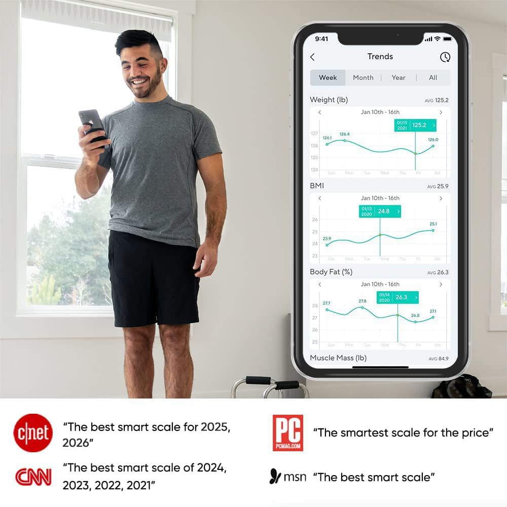 Smart Scale X - Digital Bathroom Scale for Body Weight, BMI, Body Fat, Muscle Mass, Heart Rate Monitor | Sync with