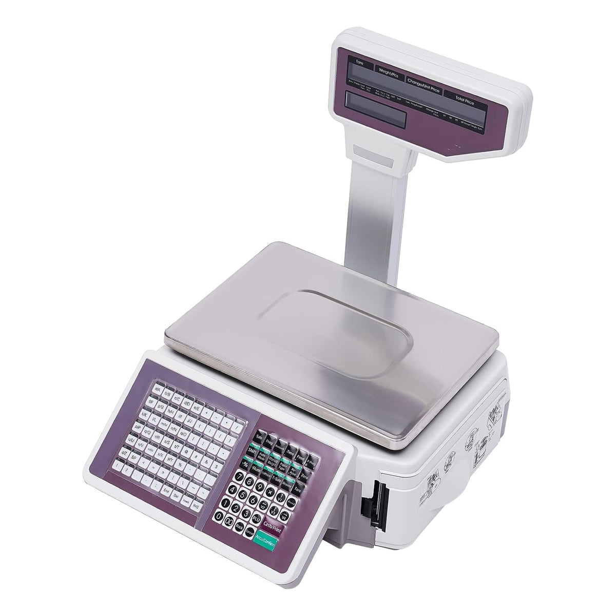 Price Computing Scale with Thermal Label Printer Up to 66lb Weighing Range Pole Display Scale for Supermarket (with