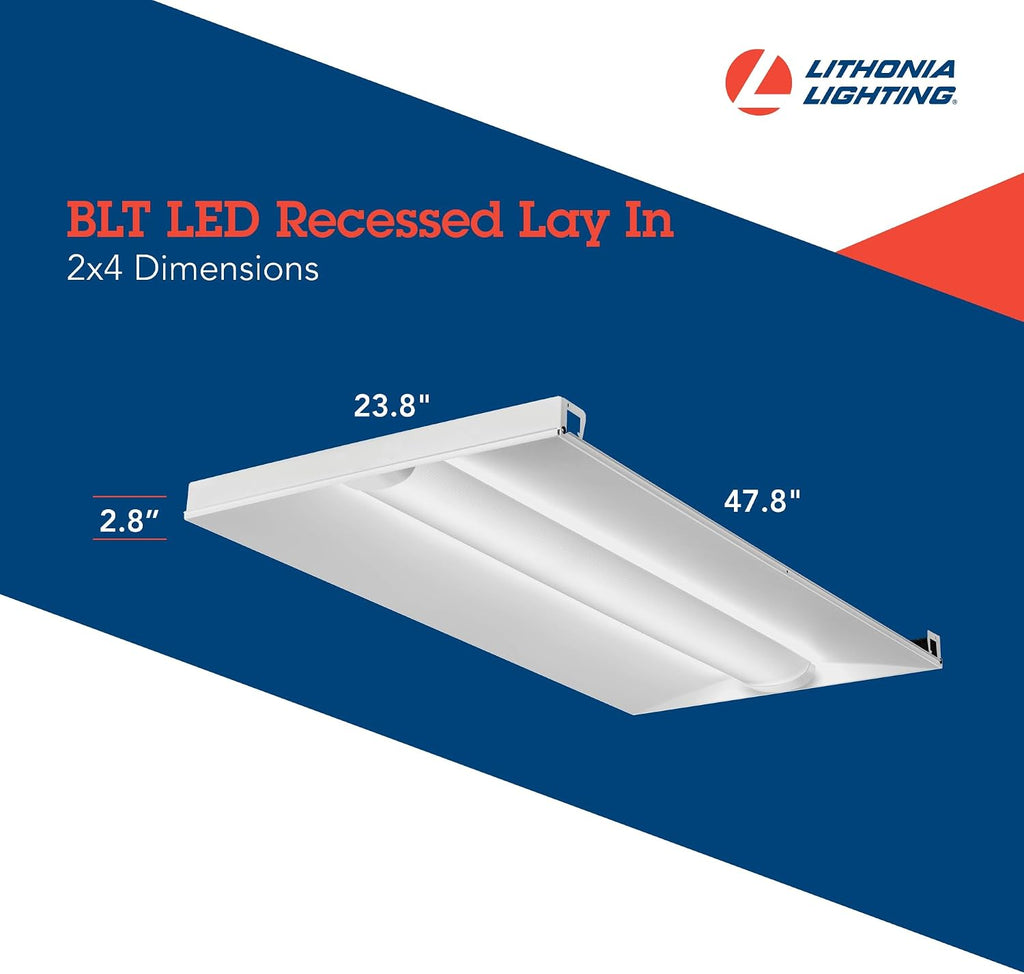 Lithonia Lighting 2x4 LED Troffer Light, 4000 Lumens, 4000K Cool White
