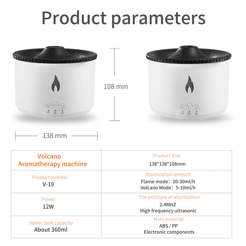 Aroma Essential Oil Diffuser 360 ML,Volcano and Flame Diffuser/Humidifier,give1.76 oz Hotel Collection Essential