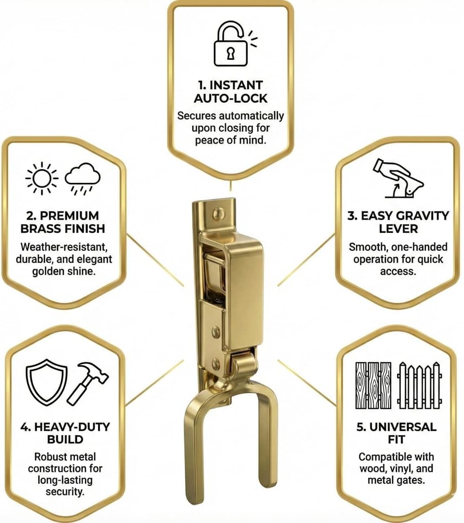 Instant Locking Farm Gate Latch – Heavy Duty Self-Closing Lever