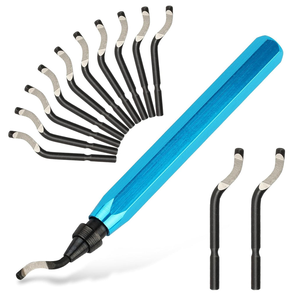 Deburring Tool with 12 HSS Blades for Metal Resin PVC 3D Print | 360 rotating head for smooth edge finishing on metal
