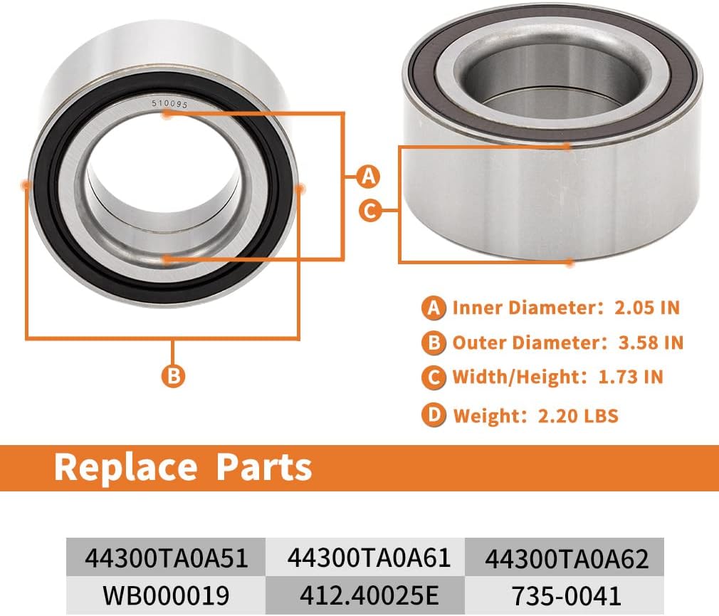 510095 Front Wheel Hub Bearing Assembly for Acura TL/TSX 2009-14/for Honda Accord 2008-12/Accord Crosstour 2010-11/Crosstour 2012-15,Left/Right Side with ABS