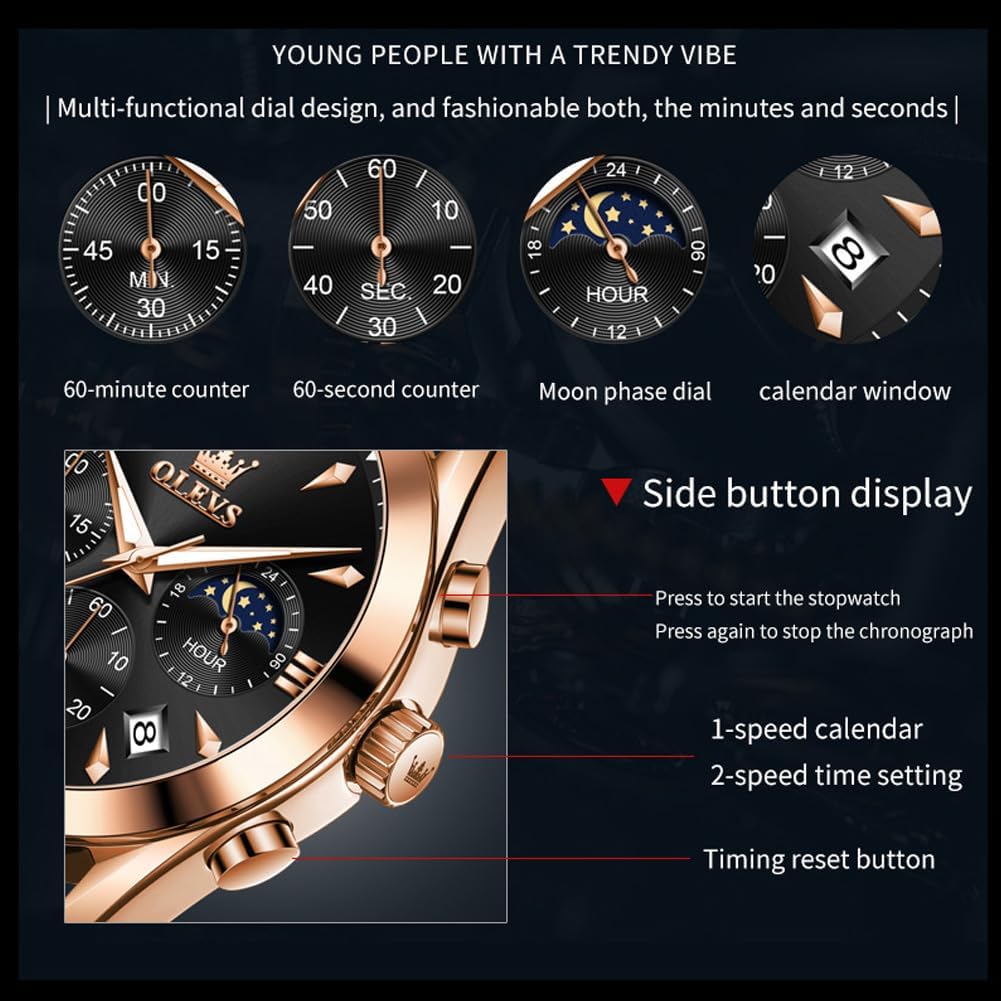 Men's Watches Leather Strap Analog Quartz Watch, Fashion Big Dial Date Waterproof Watch, Dress Luxury Luminous Men