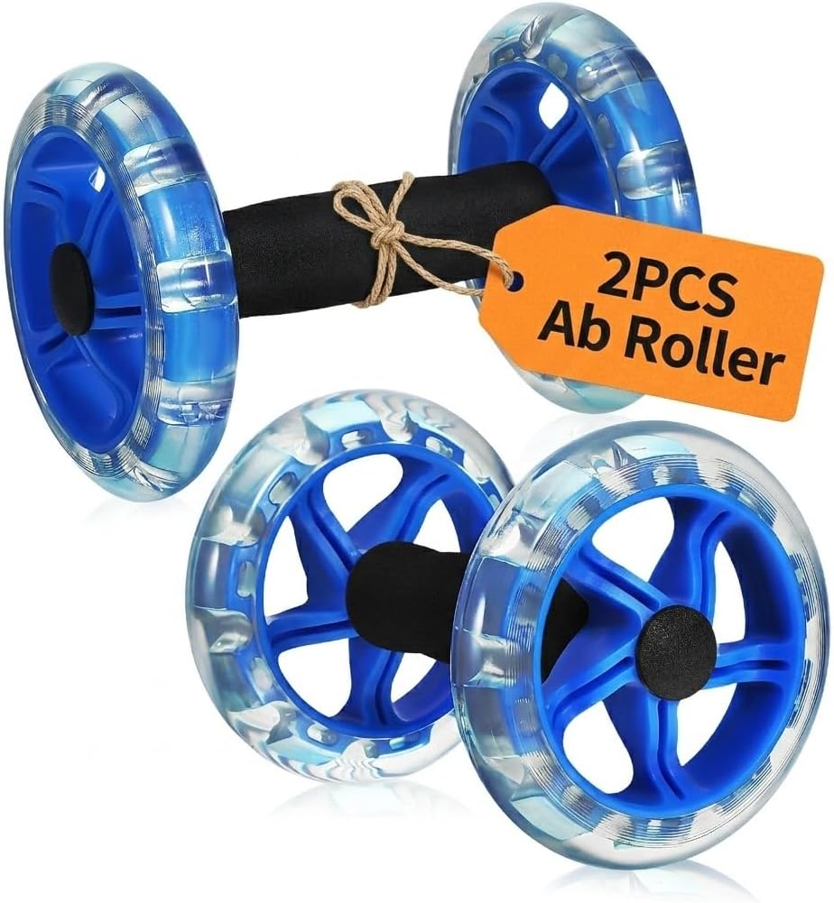 2-Pack Ab Roller Wheel, Dual Abdominal Exercise Equipment for Core Workout, Stable Fitness Training Device with