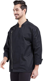 Unisex Chef Coat Long Sleeve Chef Jacket with Zipper