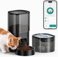 Automatic Cat Feeder and Water Fountain 2-in-1, Smart Timed Cat Food Dispenser with 2.4G WiFi APP Control, Automatic