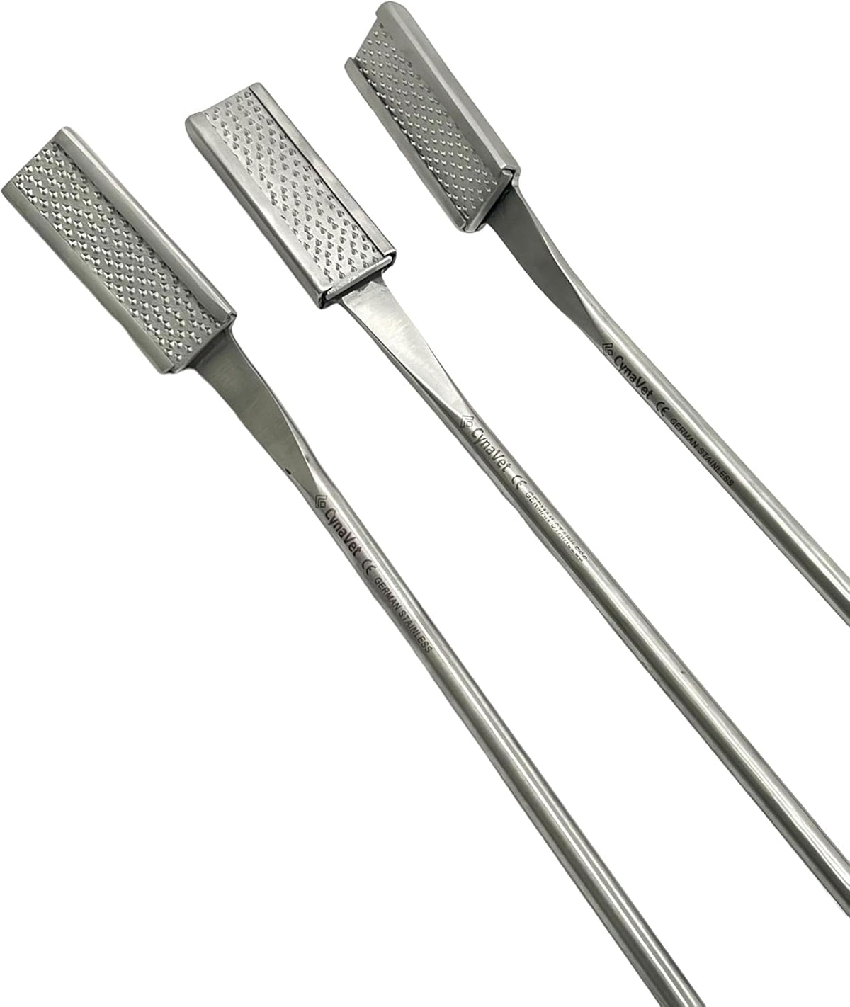 Horse Dental Float Rasp Set (3 PCS) - German Stainless Steel Equine Hand Tool Kit for Vet & Farrier - Straight, Up, &