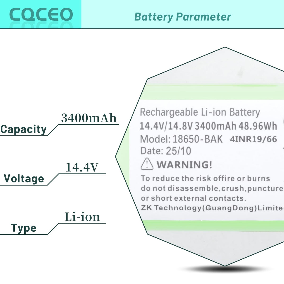 Replacement Battery for iHome iHRV2 Eclipse AutoVac, for iHome AutoVac
