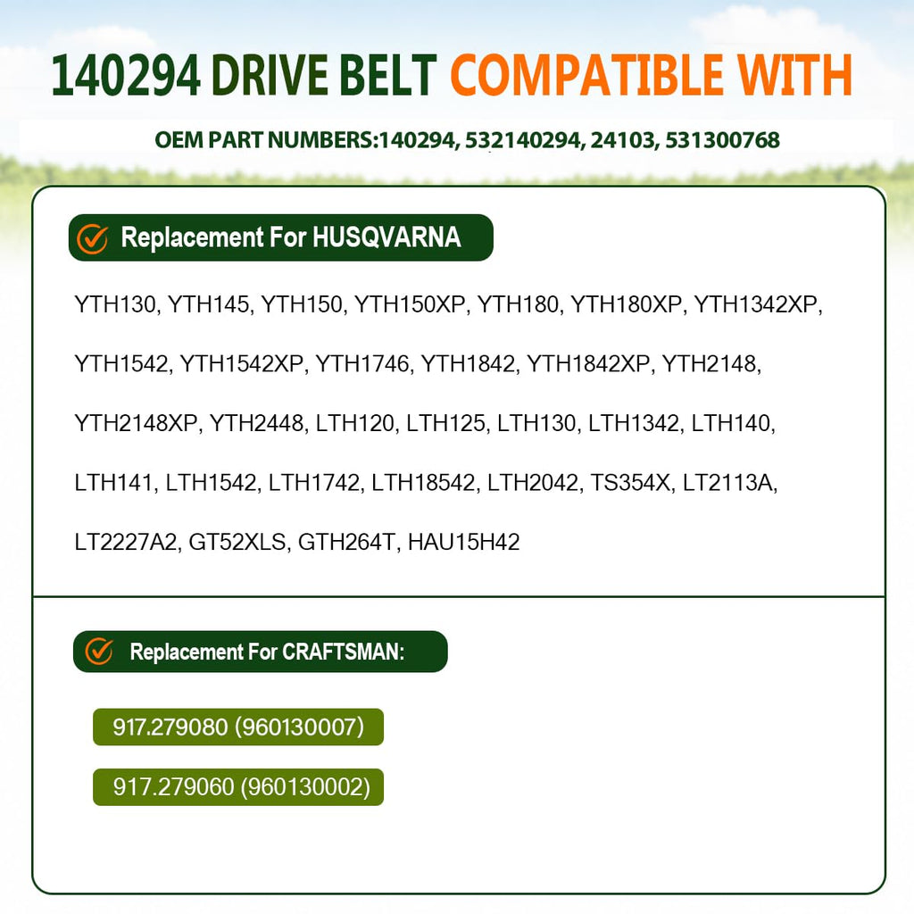 140294 Belt 1/2"x82" for AYP Husqvarna Craftsman Poulan Aramid Cord | 42/44" riding mower belt for AYP Husqvarna
