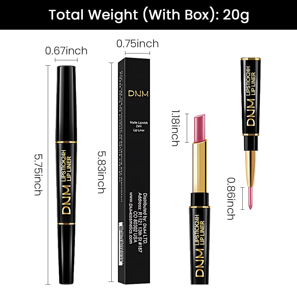 3Pcs Light Pink Nude Brown Metallic Shine Shimmer Lip Liner and Lipstick Combo Set Kit for Women, Lightweight