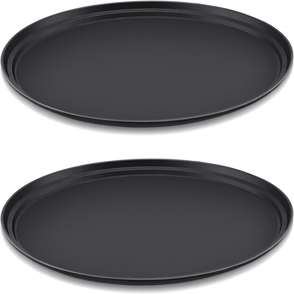 2 Pcs Restaurant Serving Trays Oval, 27 x 22 Inch, Black