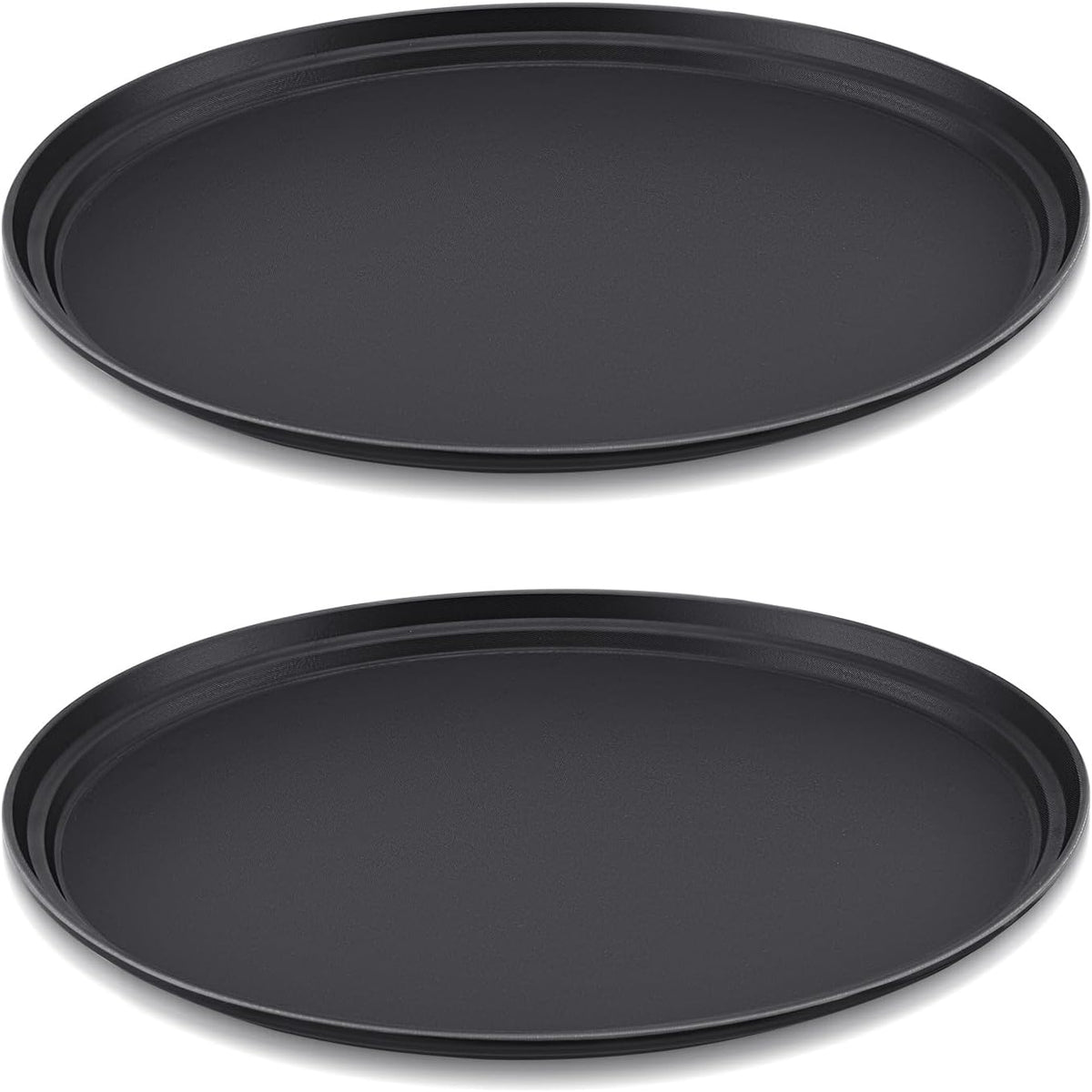 2 Pcs Restaurant Serving Trays Oval, 27 x 22 Inch, Black