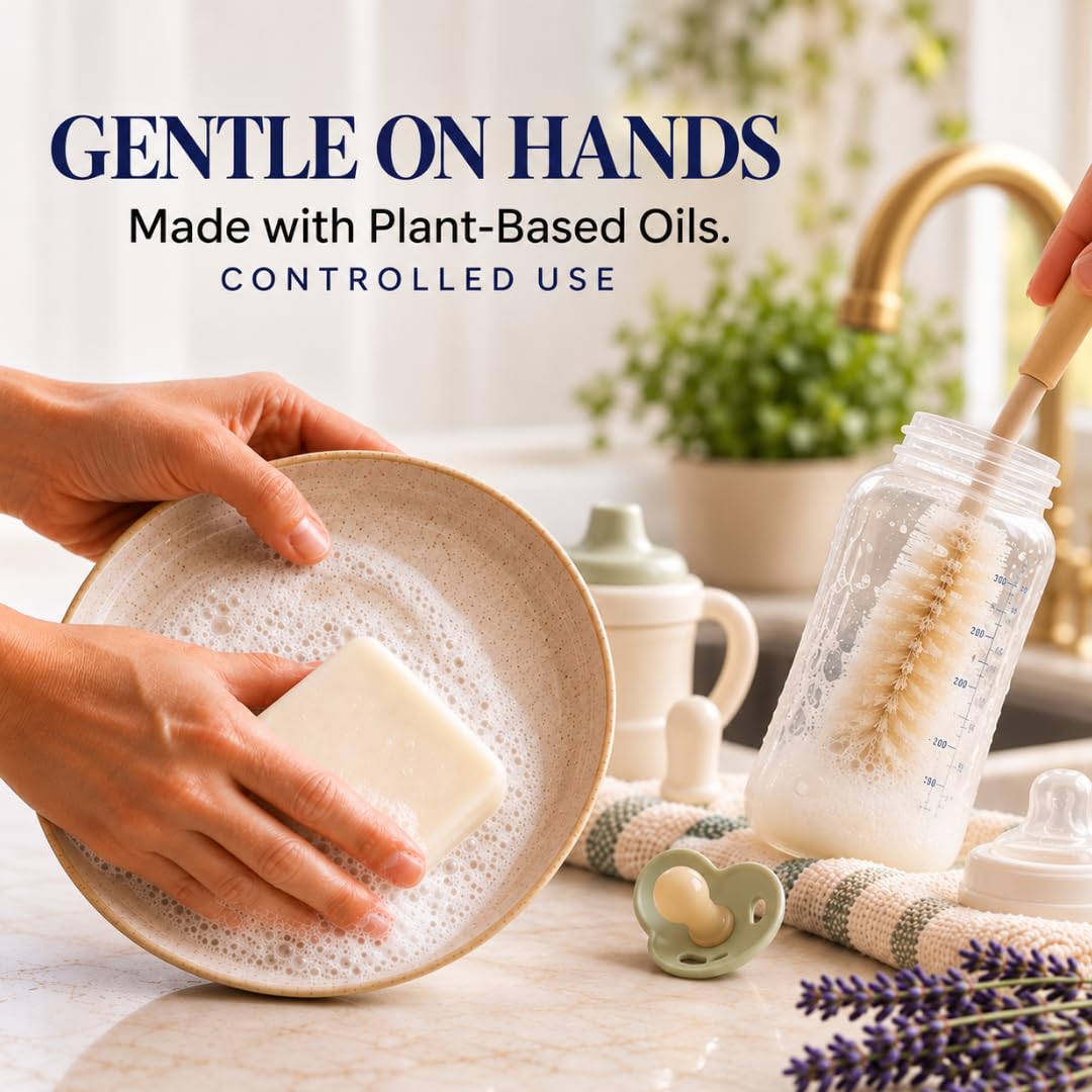 Lavender Natural Dish Soap Bar, Organic Olive Oil, Non-Toxic, 7-Pack