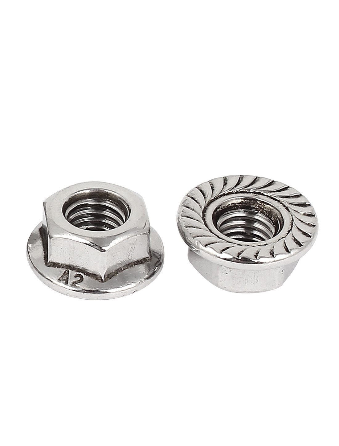 M6 x 1mm Thread 304 Stainless Steel Serrated Flange Metric Hex Lock Nuts 26PCS