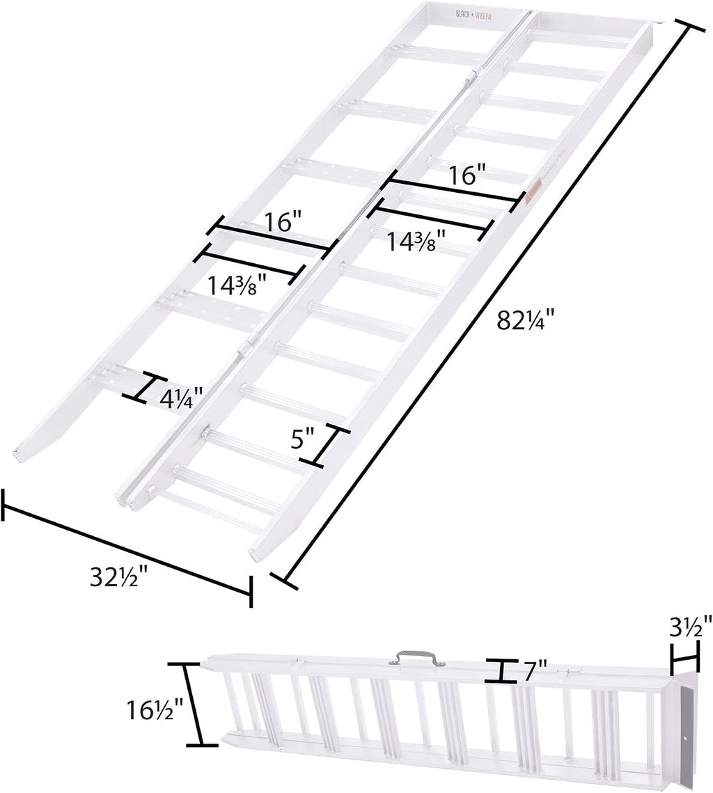 Aluminum Folding Motorcycle Ramp with Steps, 750 lb Capacity | Portable Loading Ramp and Storage Accessory for
