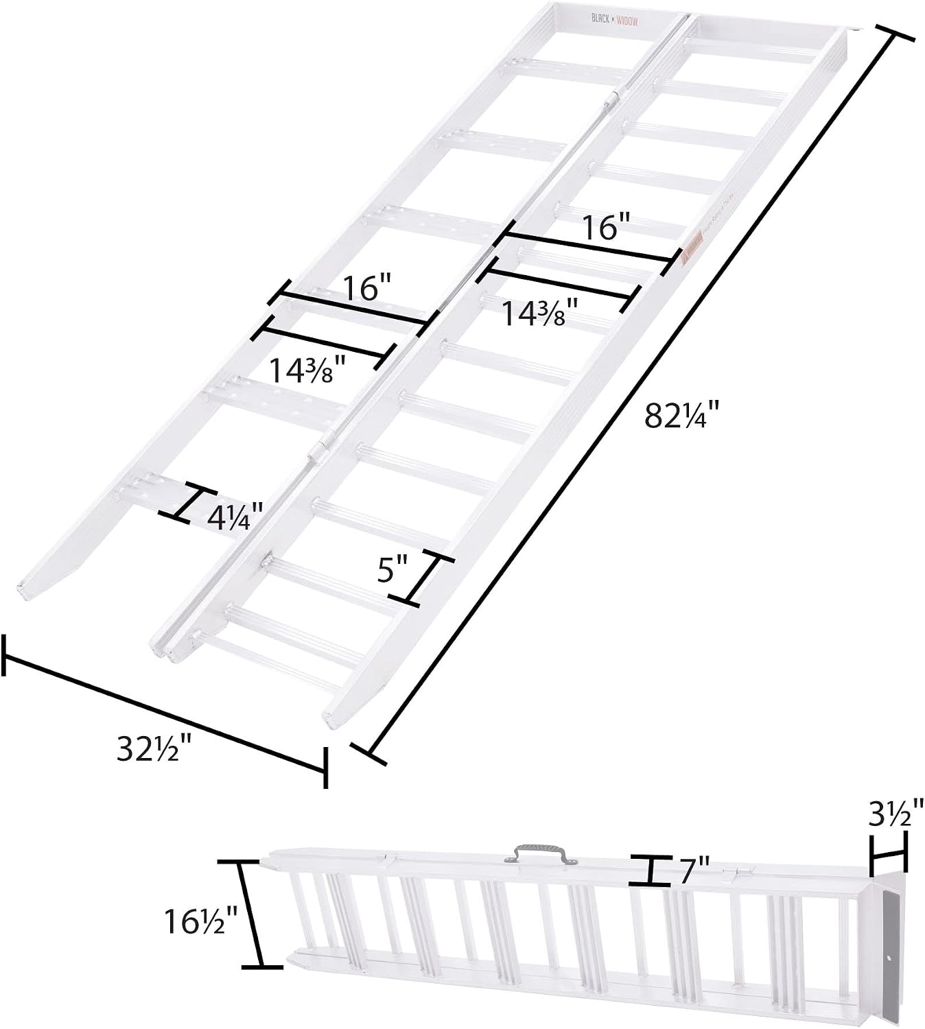 Aluminum Folding Motorcycle Ramp with Steps, 750 lb Capacity | Portable Loading Ramp and Storage Accessory for