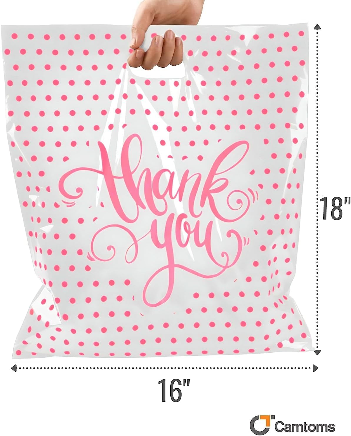 16x18 Large Thank You Bags for Small Business - Shopping Bags with Handles