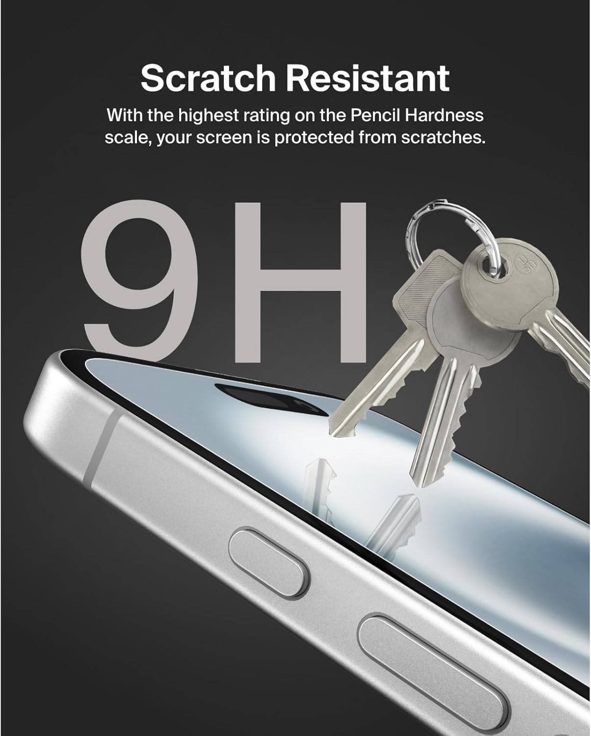 ScreenForce TemperedGlass Treated Screen Protector for iPhone 16, 15 and 14 Pro - Slim & Scratch-Resistant - Includes