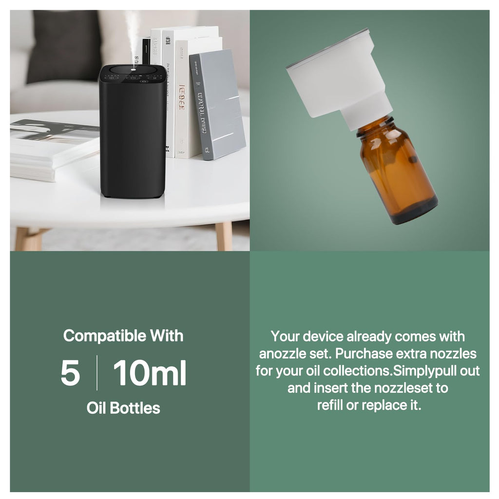 Waterless Car Essential Oil Diffuser, Portable Nebulizer Aromatherapy Diffuser, Mini Scent Air Machine with Timers