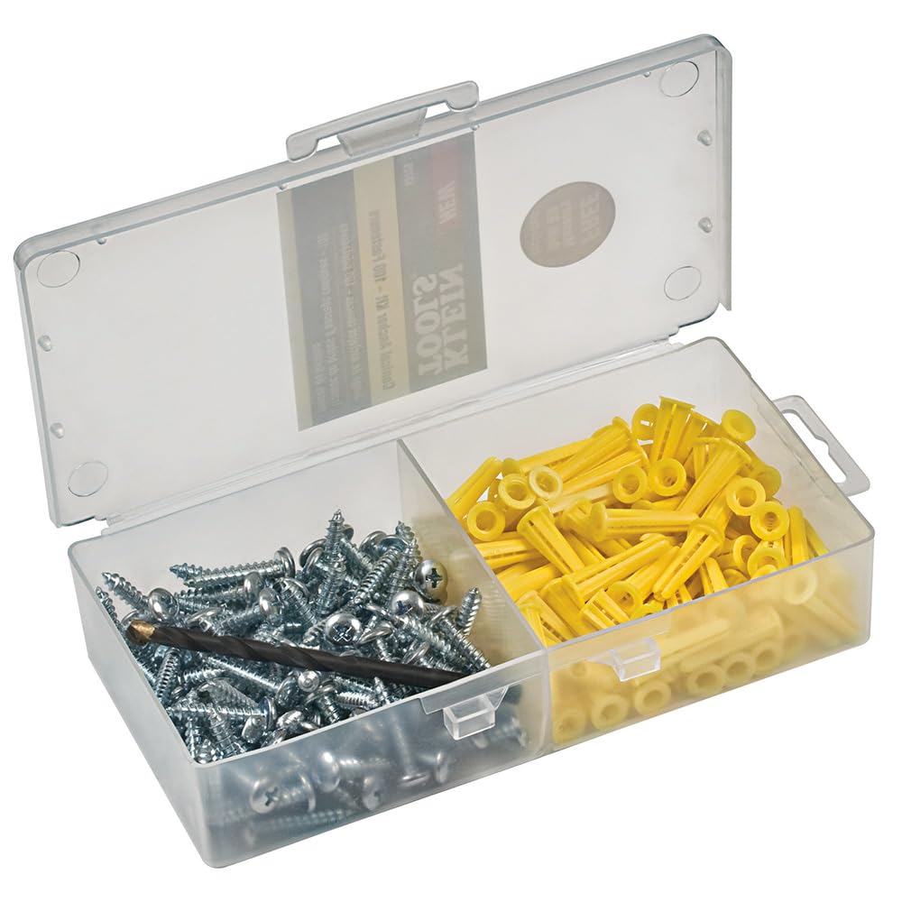 Klein Tools 53729 Conical Anchor Kit, 100 Anchors and Screws, One Drill Bit